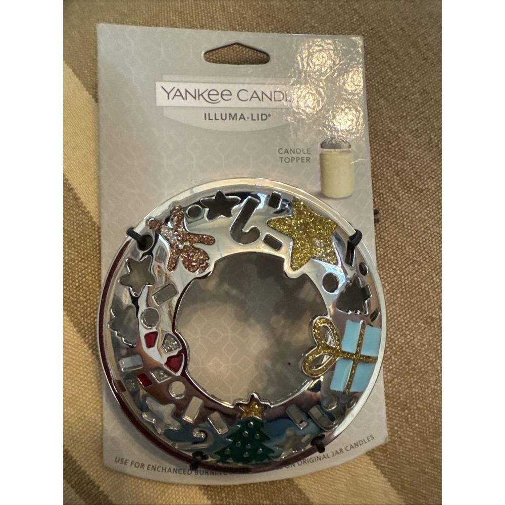 NEW Yankee Candle Christmas Illuma Lid Topper Ornaments Red Silver NEW‎